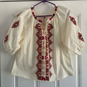 Solitaire Cream Embellished 3/4 Sleeve Blouse